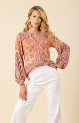 Indie Silk Top-color-Pink