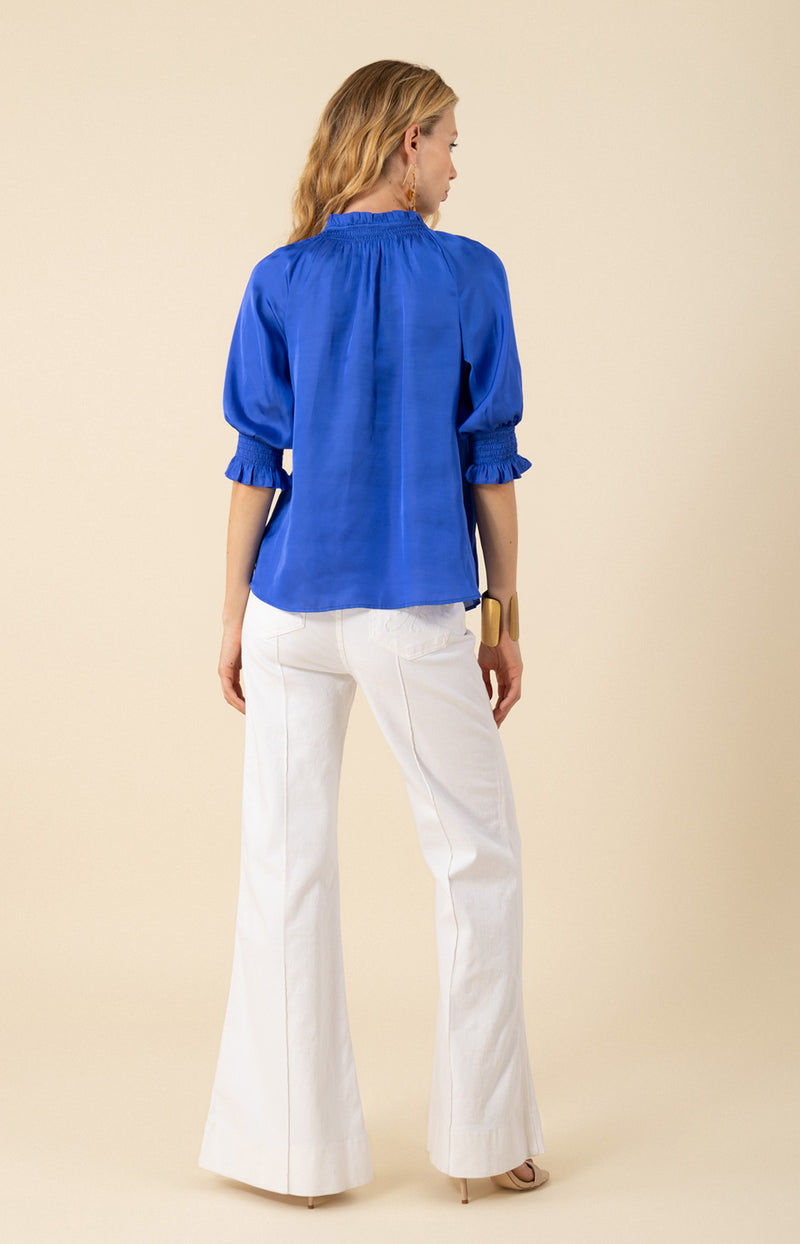 Eileen Charmeuse Top-color-blue