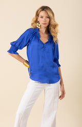 Eileen Charmeuse Top-color-blue