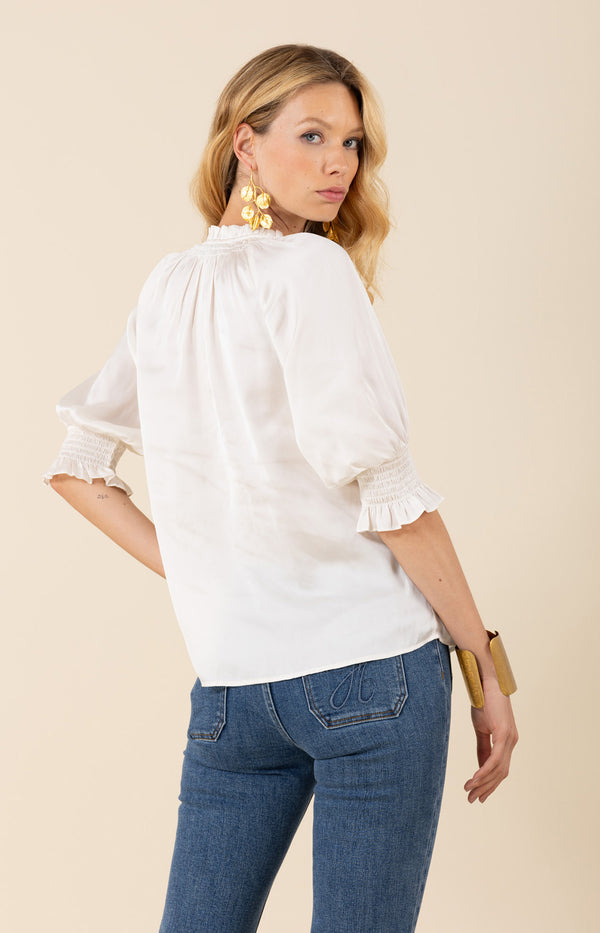 Eileen Charmeuse Top-color-White