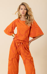 Leyla Jacquard Top-color-orange