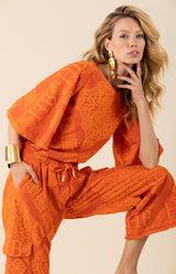 Leyla Jacquard Top-color-orange