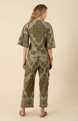 Jayda Jacquard Pant,color-olive