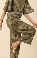 Jayda Jacquard Pant,color-Olive