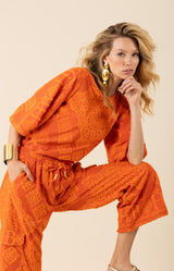 Jayda Jacquard Pant,color-orange