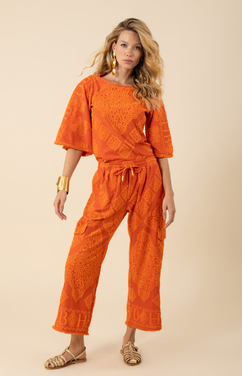 Jayda Jacquard Pant,color-orange