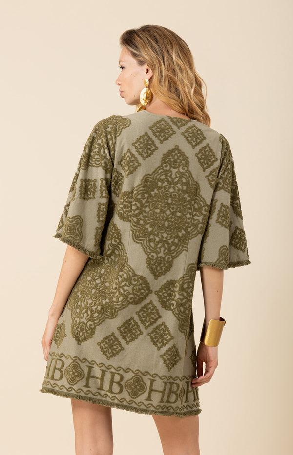 Mikayla Jacquard Dress,color-Olive