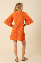 Mikayla Jacquard Dress,color-orange