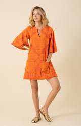 Mikayla Jacquard Dress,color-orange