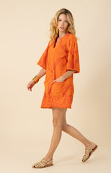 Mikayla Jacquard Dress,color-orange