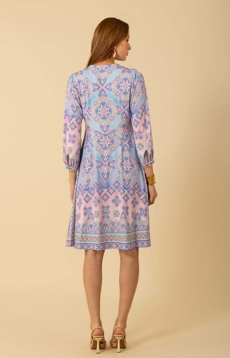 jersey dress midi length Yasna SL Jersey Dress - Orchid Floral Print Sleeveless Midi Dress