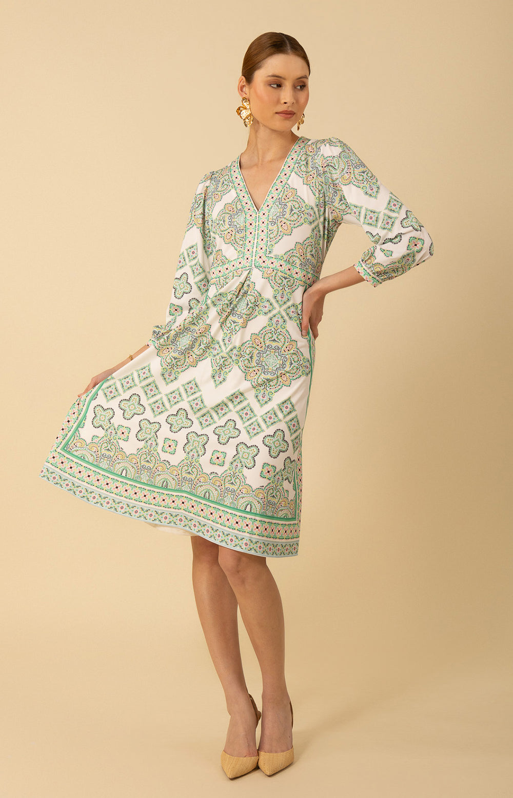 long sleeve midi white dress for women HATCH Collection The Odette Ribbed Midi Dress in Ivory