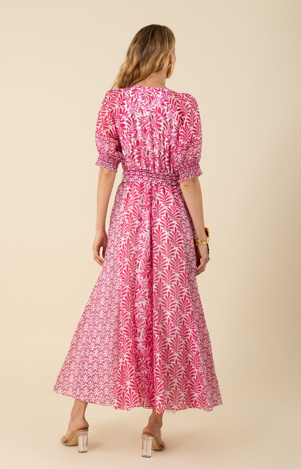 fitted lace wedding dress Haven Embroidered Linen Maxi Dress Coral / XL