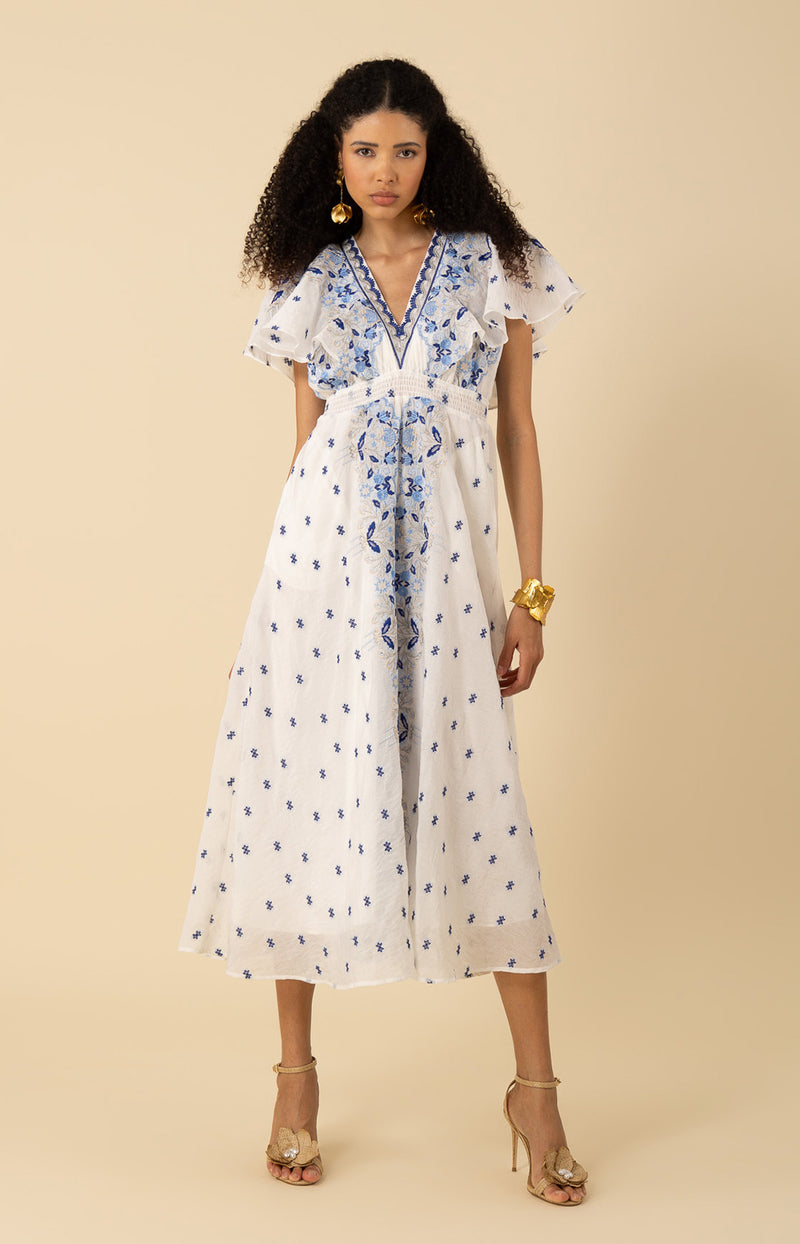 Elianna Embroidered Organza Maxi Dress Pink / L Elianna Embroidered Organza Maxi Dress Pink / L