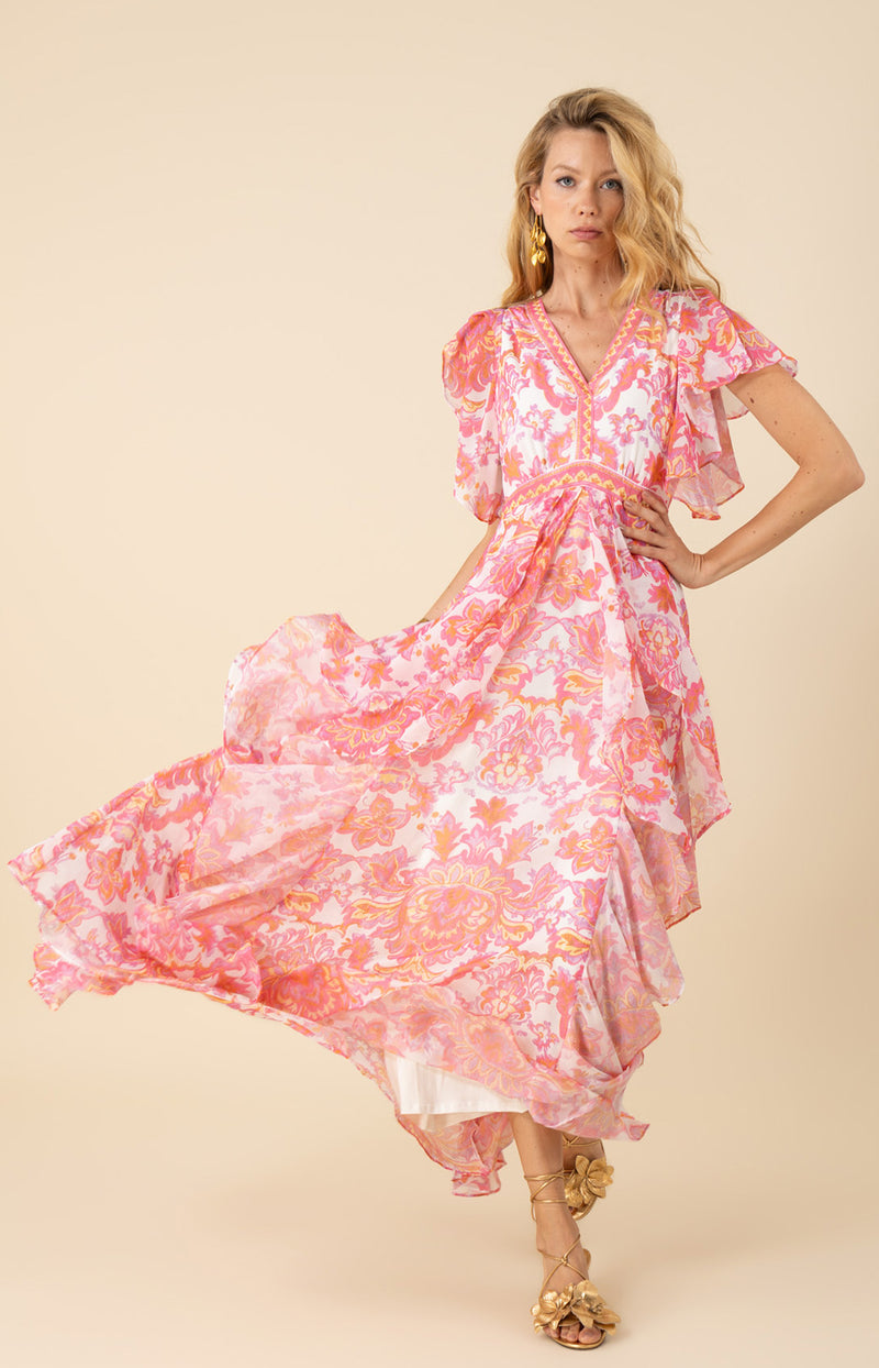 Aleah Chiffon Dress, color_pink