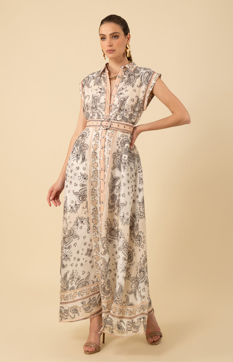 Holland Organza Maxi Dress, color_beige