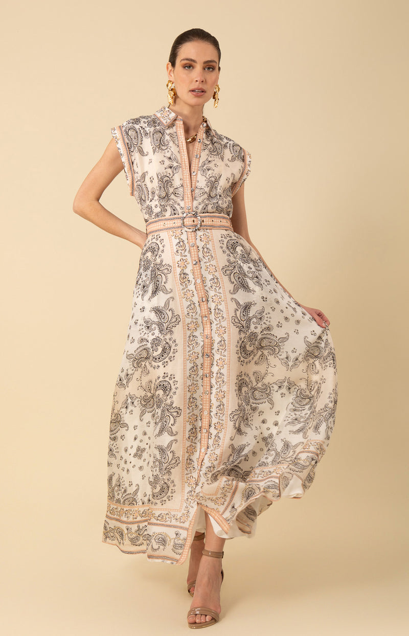 Holland Organza Maxi Dress, color_beige