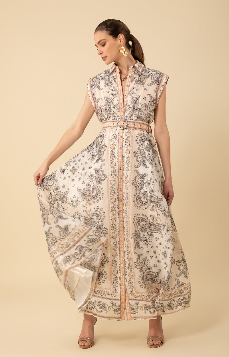 Holland Organza Maxi Dress, color_beige