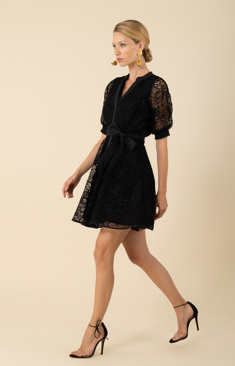 Christina Lace Dress, color_black