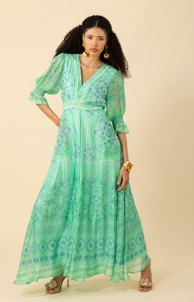 Treasure Chiffon Maxi Dress-coclor-green