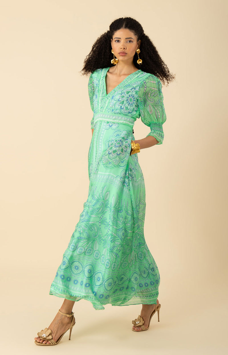 Treasure Chiffon Maxi Dress-coclor-green