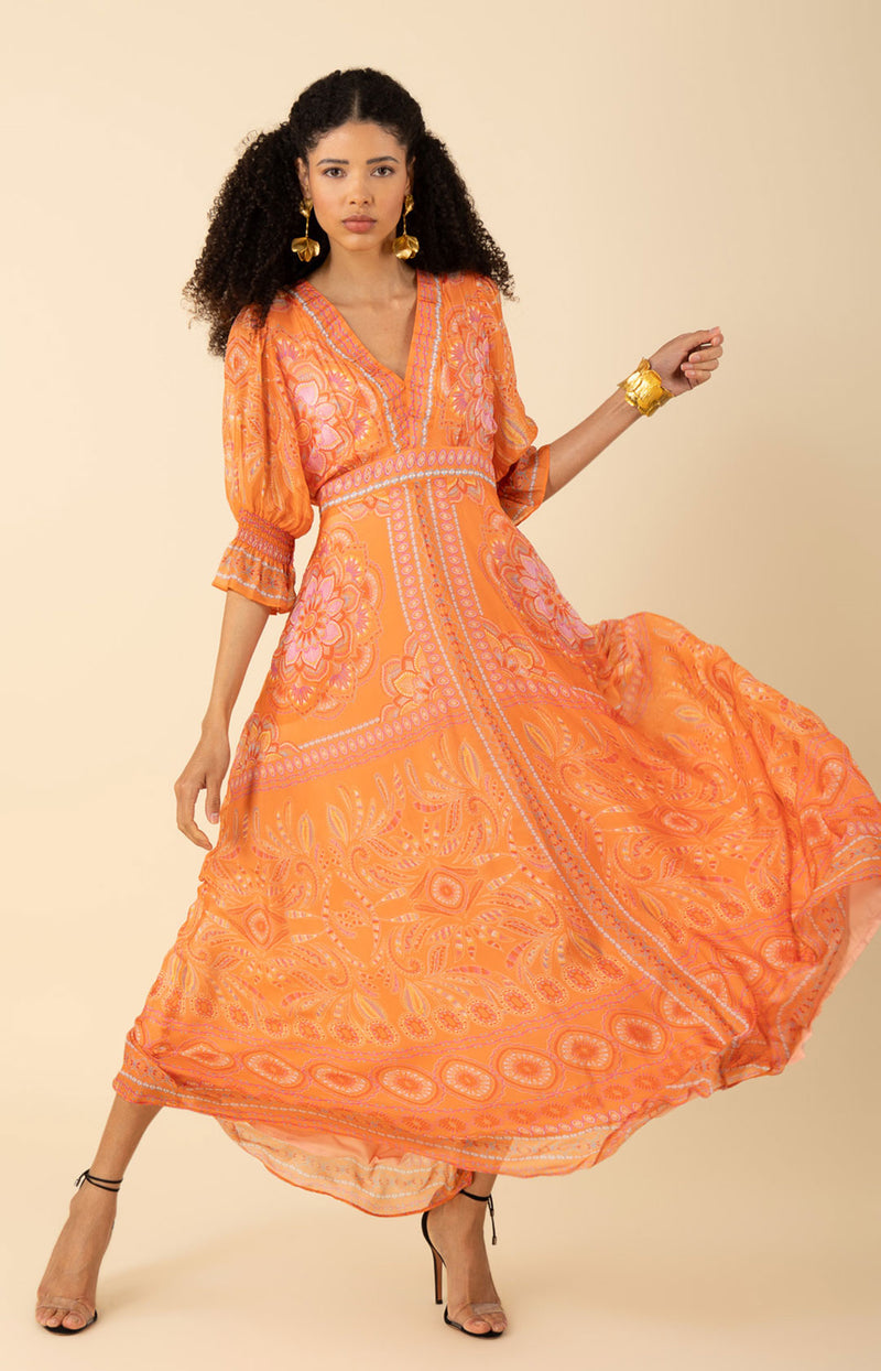 Treasure Chiffon Maxi Dress-color-orange