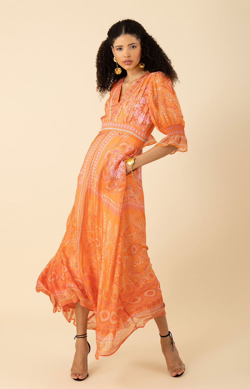 Treasure Chiffon Maxi Dress-color-orange