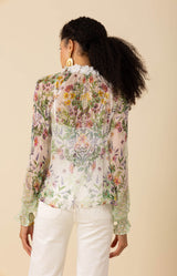 Monica Silk Floral Applique Top, color_ivory