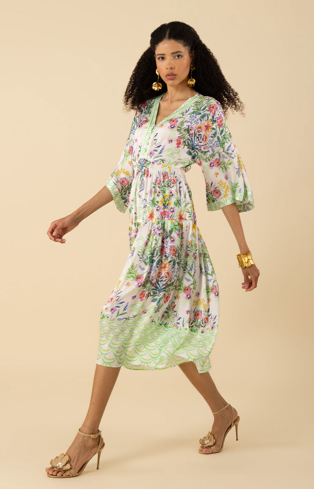 midi dress with kimono Zahra Charmeuse Midi Dress