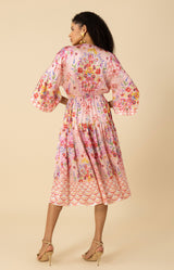 Zahra Kimono Midi Dress-color-pink