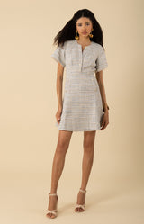 Maxine Boucle Tweed Dress-color-blue