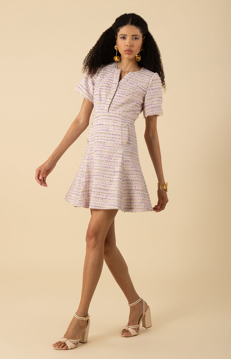 Maxine Boucle Tweed Dress-color-lavender