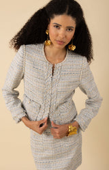 Zaylee Boucle Tweed Jacket-color-blue