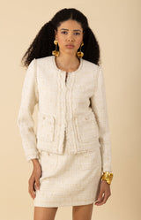 Zaylee Boucle Tweed Jacket-color-ivory