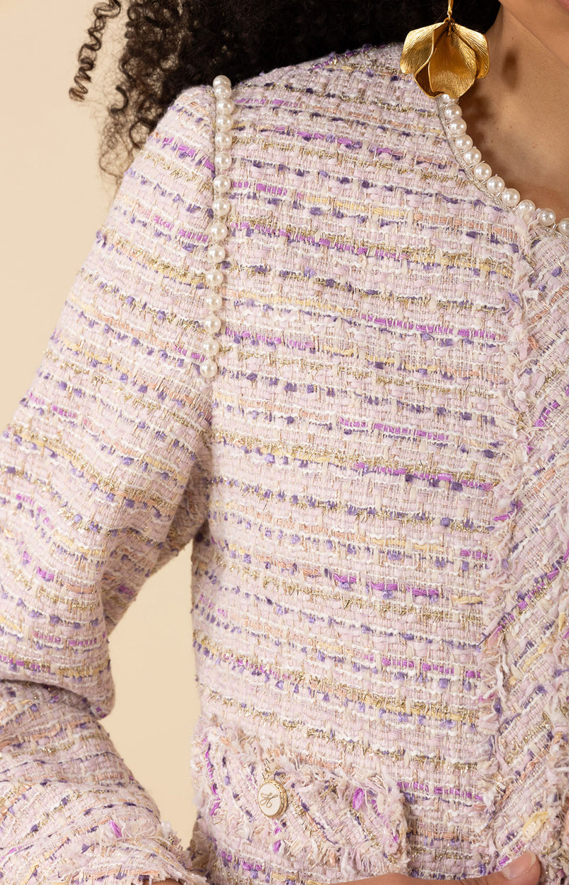 Zaylee Boucle Tweed Jacket-color-lavender