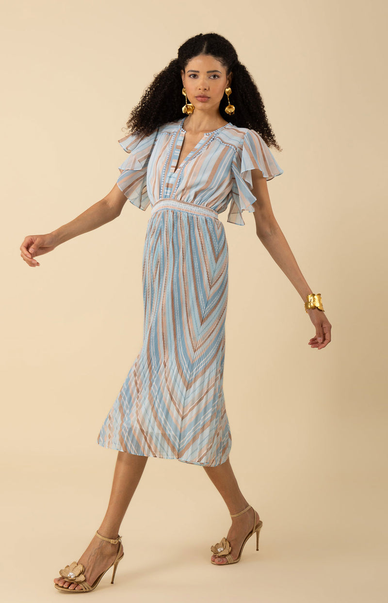 Della Charmeuse Maxi Dress-color-Blue