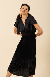 Della Solid Maxi Dress-color-Black