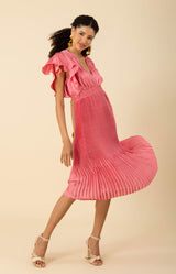 Della Solid Maxi Dress-color-Pink