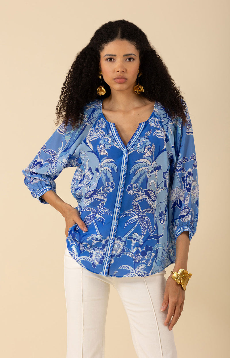 Freyja Silk Top-color-Blue