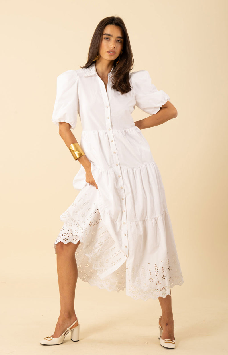 Martha Embroidered Poplin Dress White / M Martha Embroidered Poplin Dress White / M