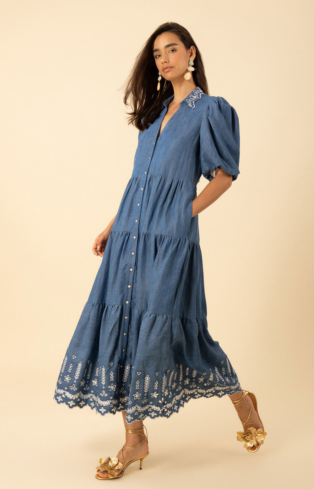 Outfit Ideas Summer Tencel Chambray Dress Martha Embroidered Chambray Dress Blue S Outfit Ideas Summer Tencel Chambray Dress Martha Embroidered Chambray Dress Blue S