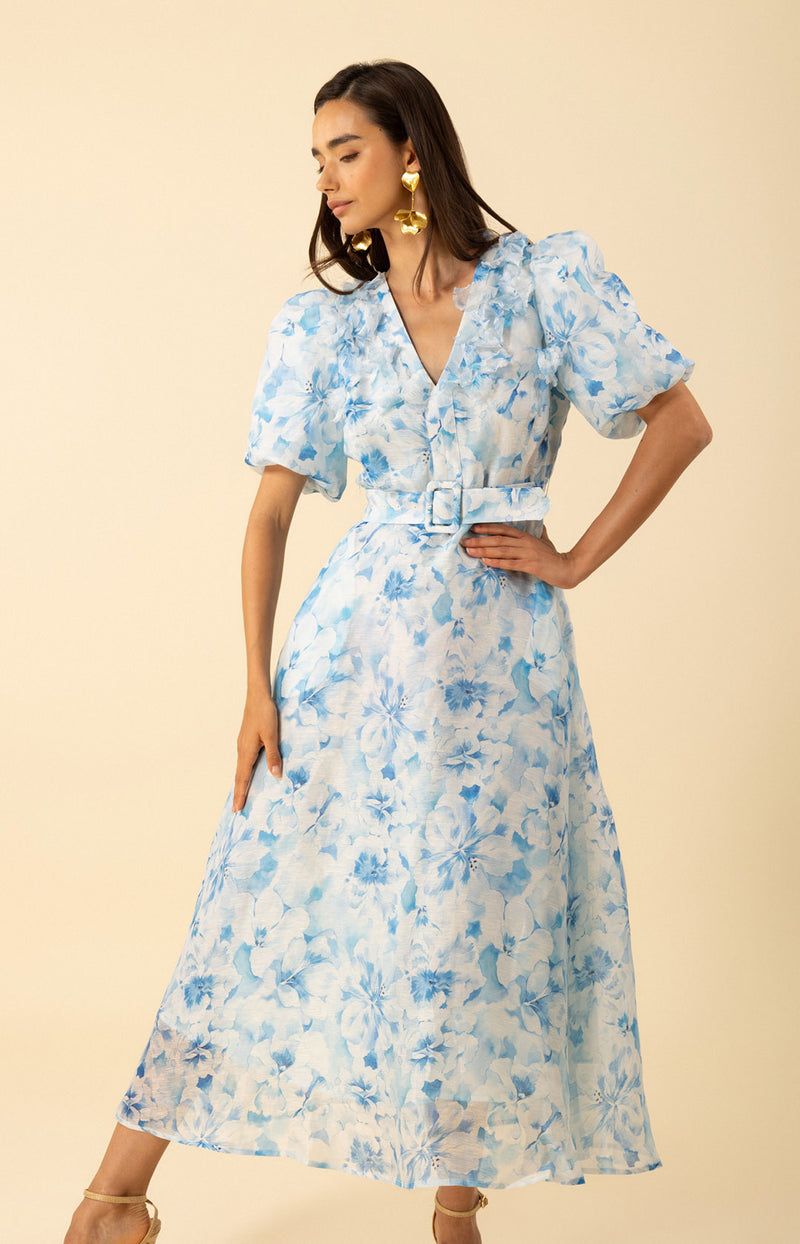 Nellie Floral Trim Dress Blue / M