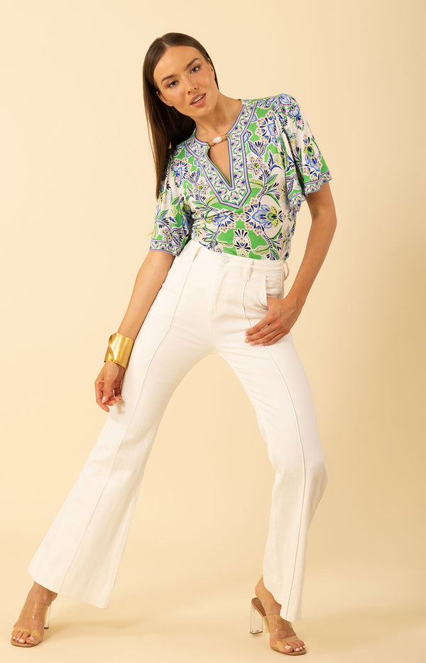 Giana Jersey Top, color-Green