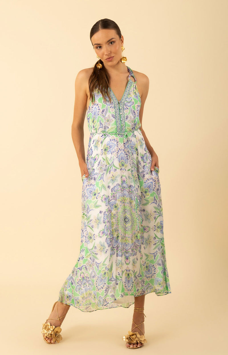 Rival Chiffon Dress, color-Green
