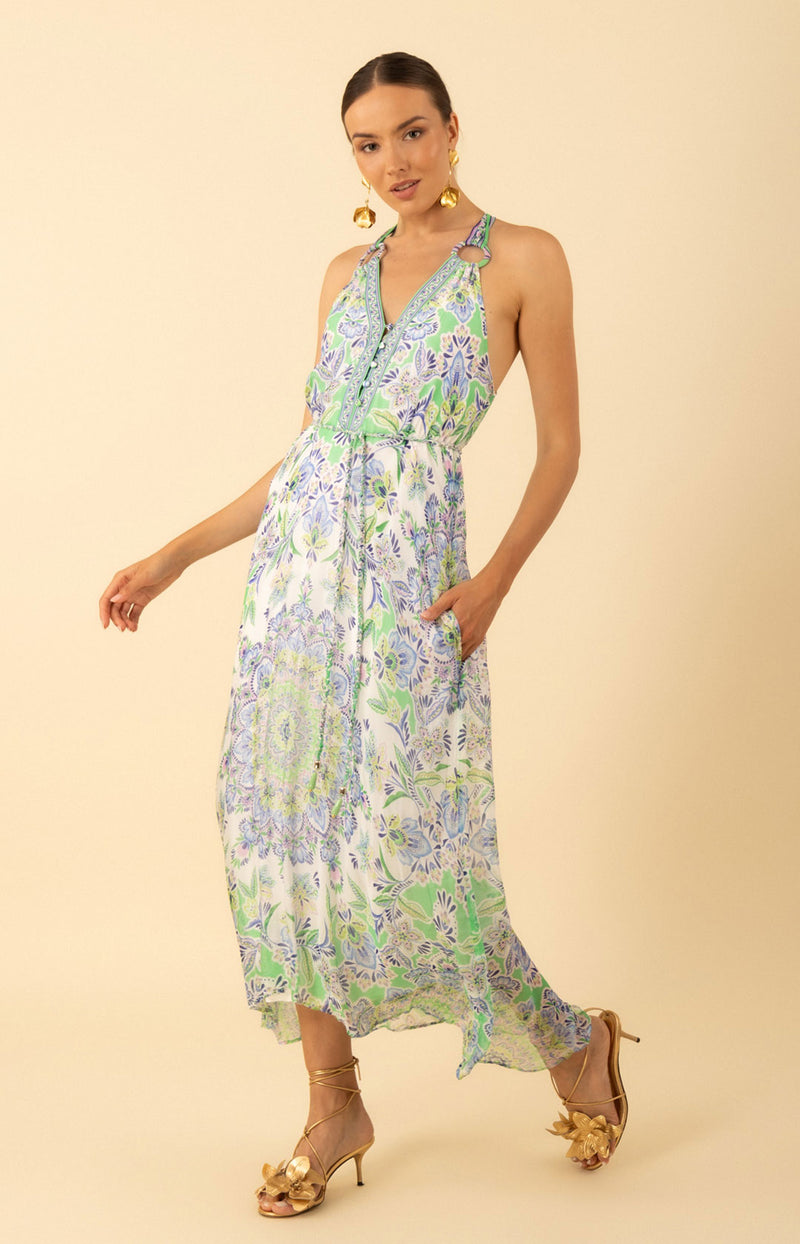 Rival Chiffon Dress, color-Green