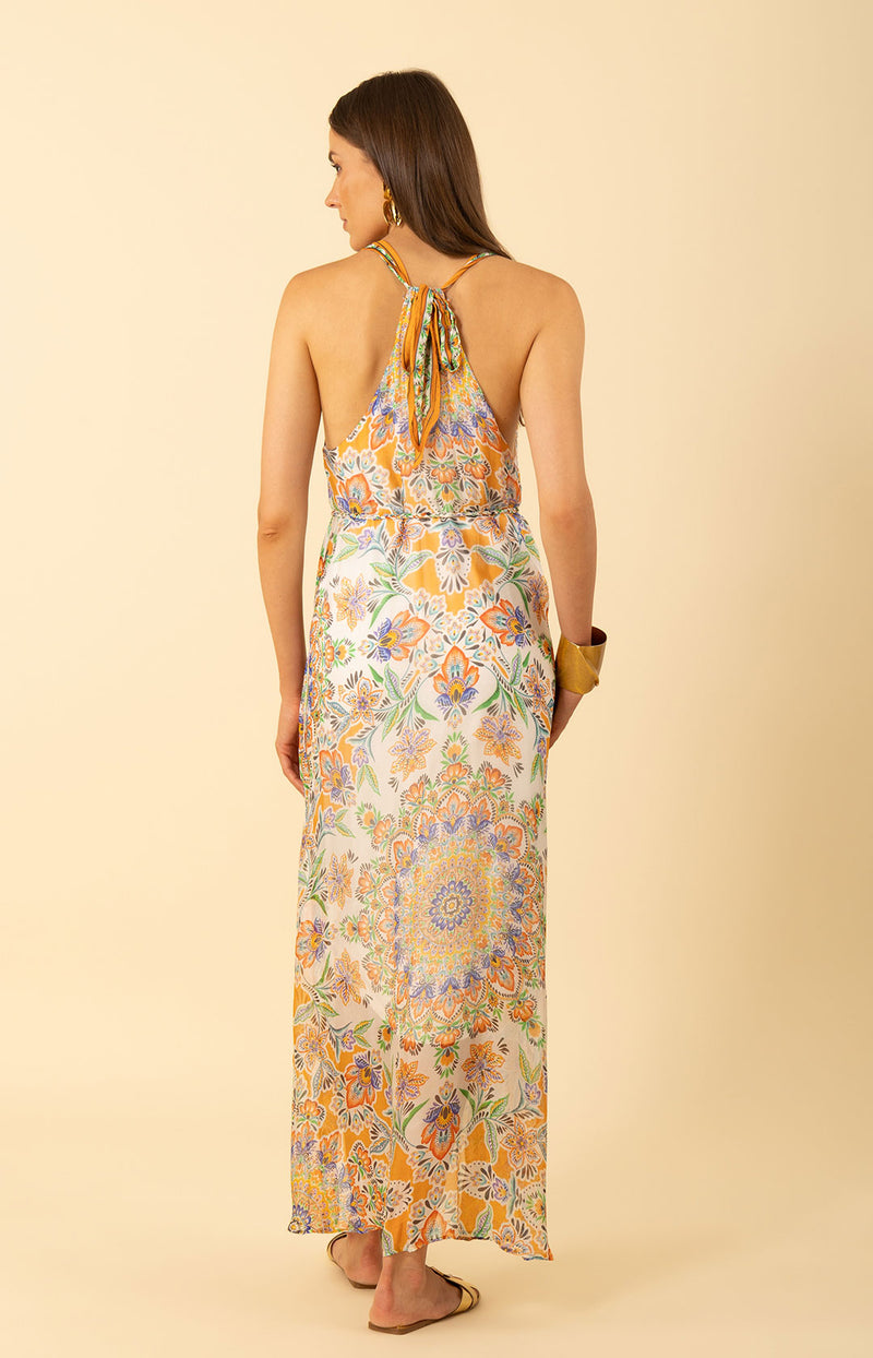 Rival Chiffon Dress, color-Orange