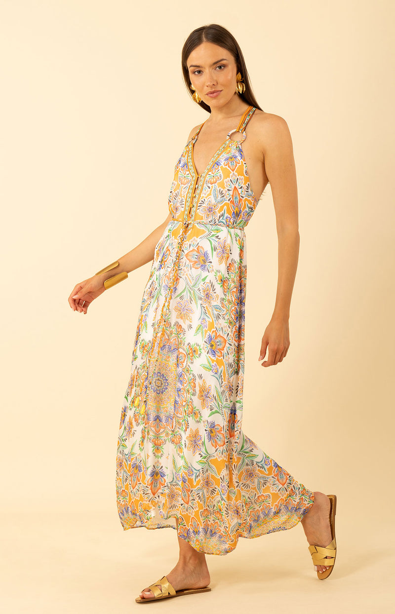 Rival Chiffon Dress, color-Orange