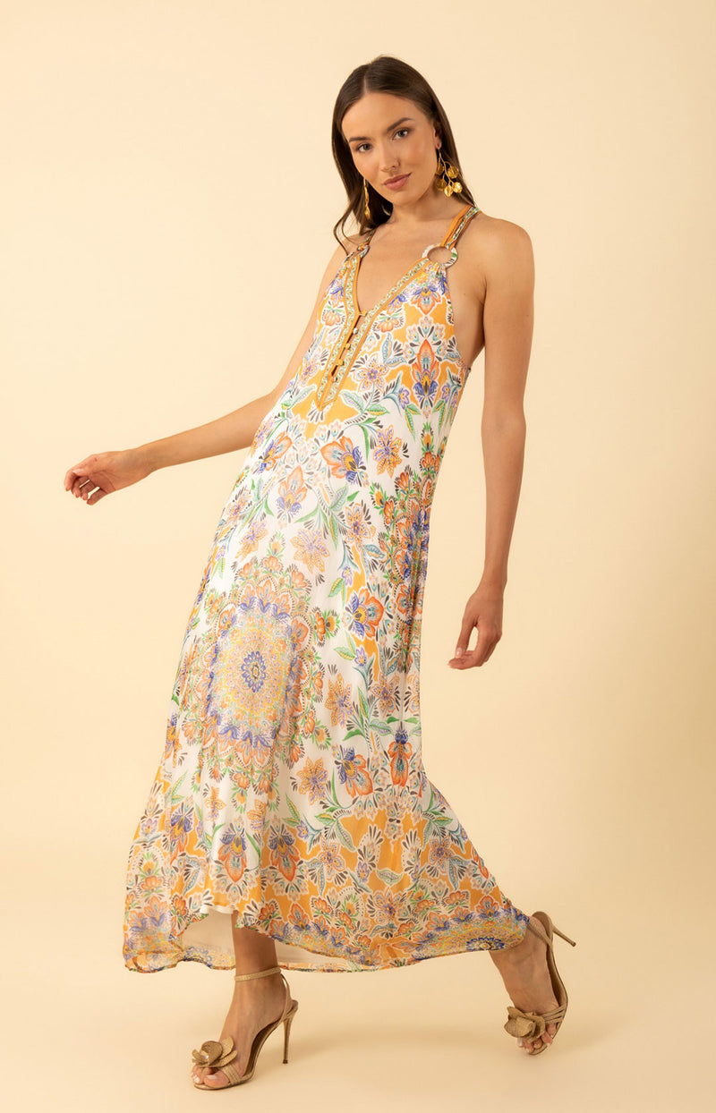 Rival Chiffon Dress, color-Orange