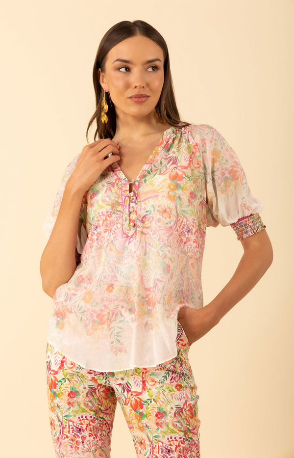 Yareli Voile Top, color-Pink