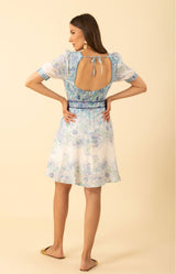 Kara Linen Dress, color-Blue